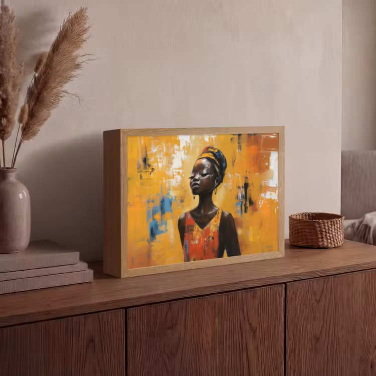 Lightbox - Wandlamp - Vrouw - Ogen - Penseelstreken - Geel — 4