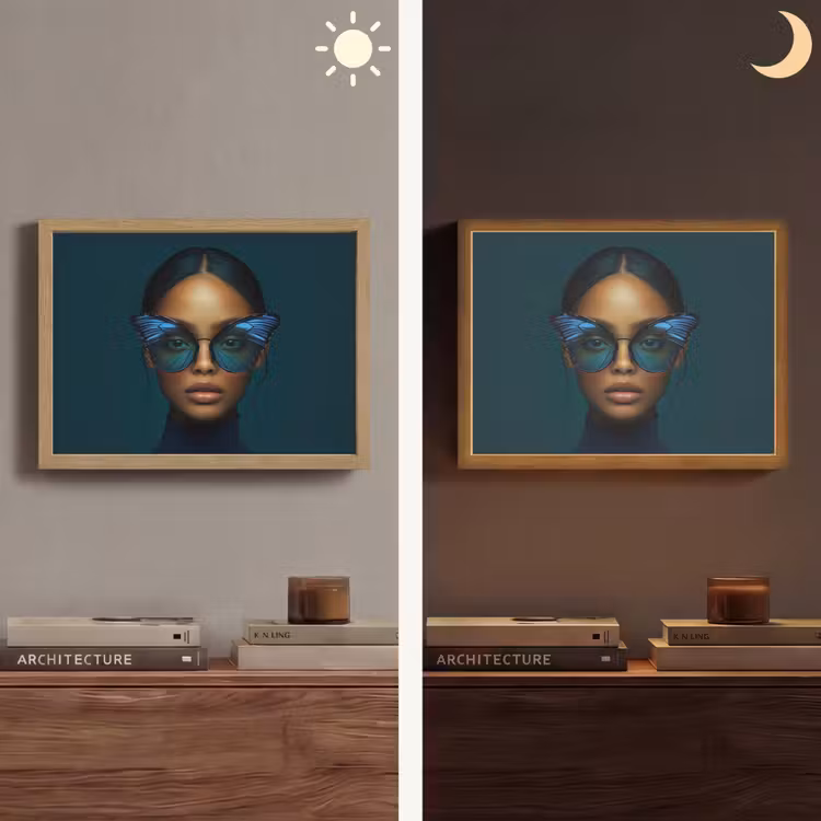 Lightbox - Wandlamp - Vrouw - Vlinder - Bril - Blauw - Modern - Portret — 6