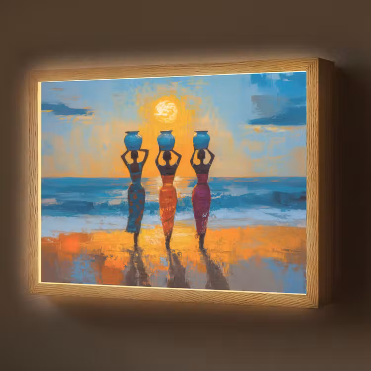 Lightbox - Wandlamp - Vrouwen - Strand - Zondsondergang — 1