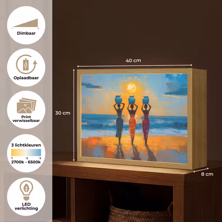 Lightbox - Wandlamp - Vrouwen - Strand - Zondsondergang — 10