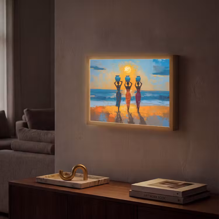 Lightbox - Wandlamp - Vrouwen - Strand - Zondsondergang — 2