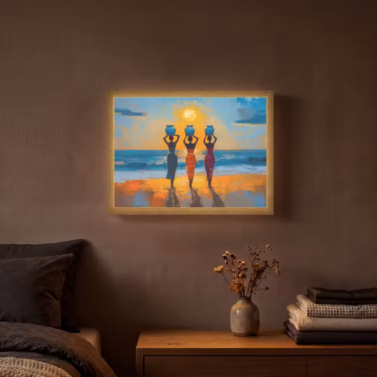 Lightbox - Wandlamp - Vrouwen - Strand - Zondsondergang — 3