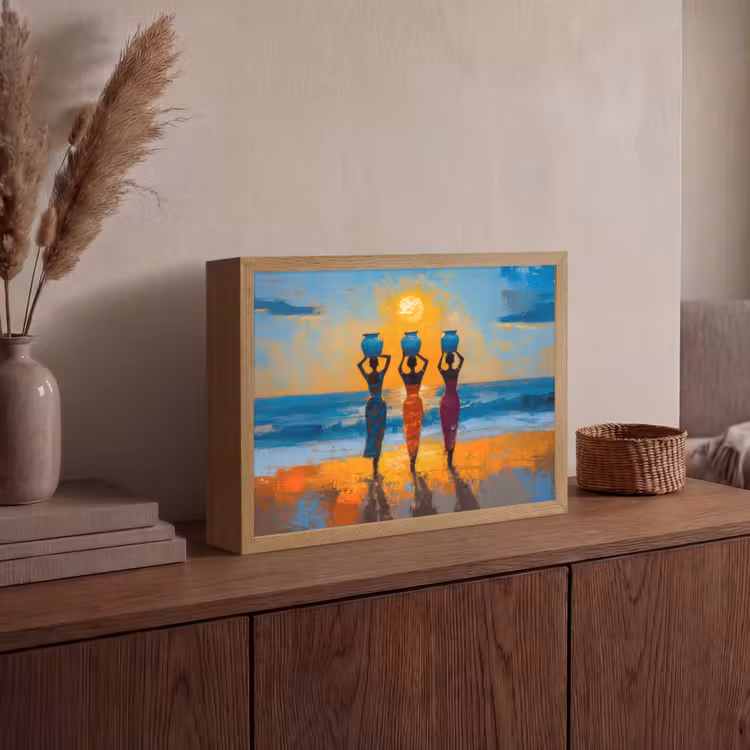Lightbox - Wandlamp - Vrouwen - Strand - Zondsondergang — 4