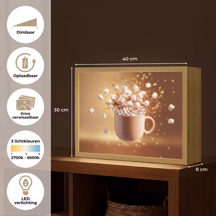 Lightbox - Wandlamp - Chocomelk - Drinken - Warm - Bruin — 10