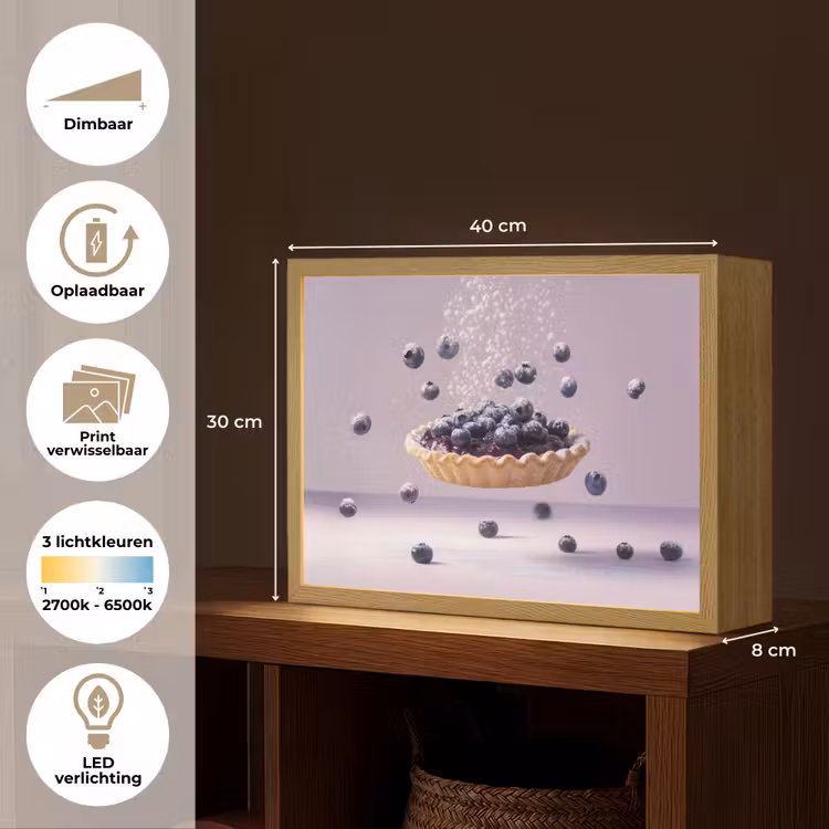 Lightbox - Wandlamp - Eten - Taart - Bessen - Blauw — 10