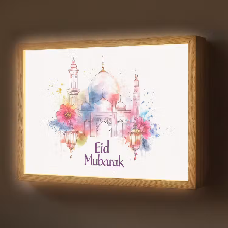 Lightbox - Wandlamp - Moskee - Eid Mubarak - Suikerfeest - Kleurrijk - Ramadan - Islamitische — 1