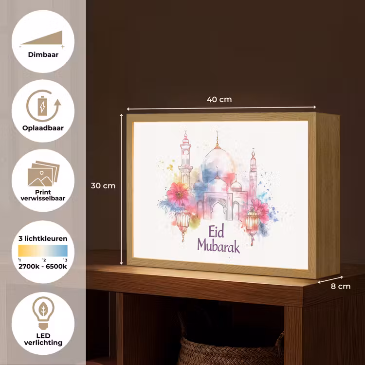 Lightbox - Wandlamp - Moskee - Eid Mubarak - Suikerfeest - Kleurrijk - Ramadan - Islamitische — 10