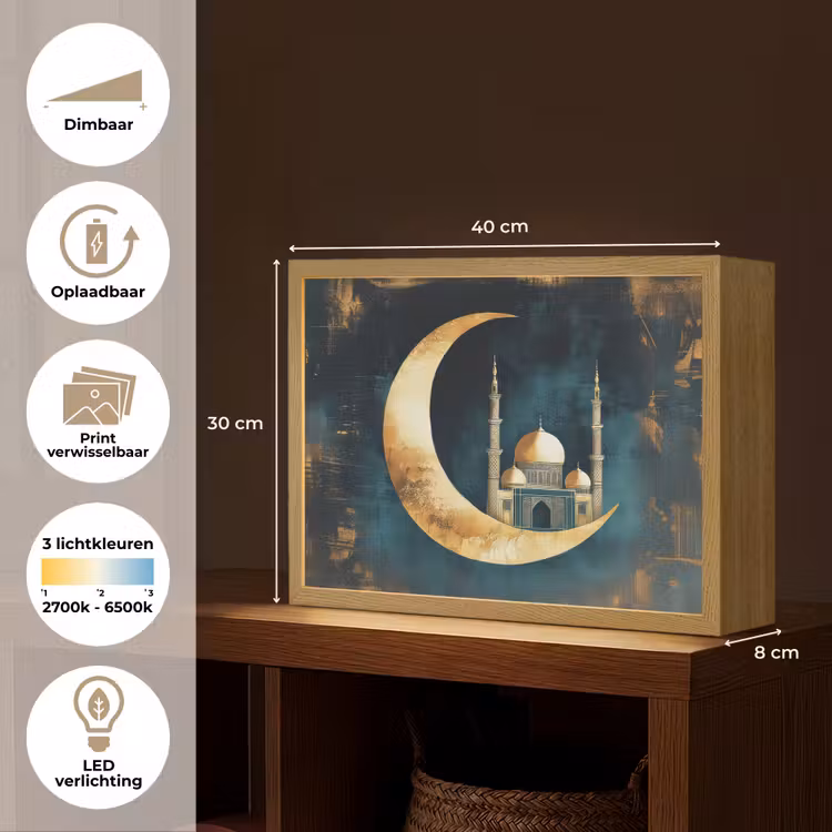 Lightbox - Wandlamp - Moskee - Halve maan - Goud - Ramadan - Islamitische — 10