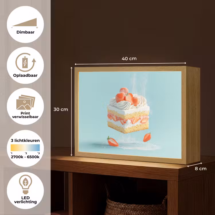 Lightbox - Wandlamp - Slagroom - Taart - Blauw - Eten — 10