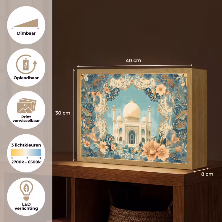 Lightbox - Wandlamp - Taj Mahal - Ramadan - Bloemen - Islamitische — 10