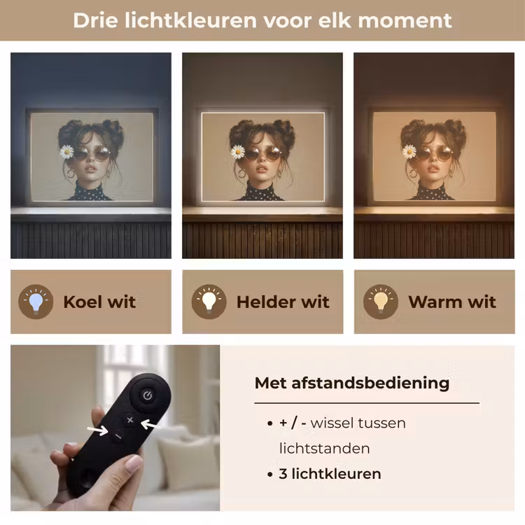 Lightbox - Wandlamp - Vrouw - Beige - Bloem - Modern - Portret — 8