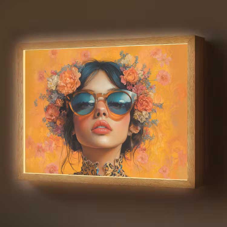 Lightbox - Wandlamp - Vrouw - Bloemen - Aesthetic - Oranje — 1