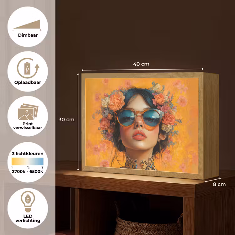 Lightbox - Wandlamp - Vrouw - Bloemen - Aesthetic - Oranje — 10