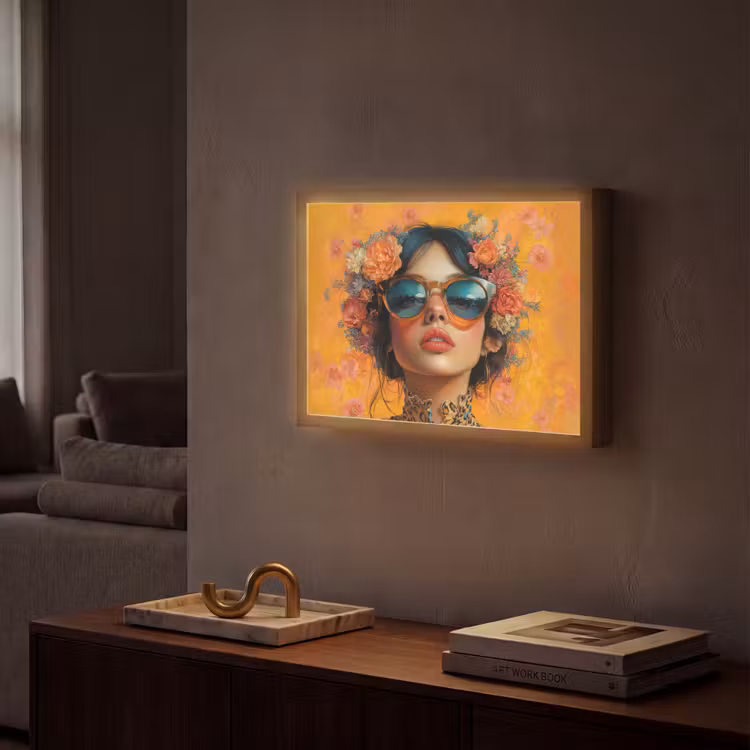 Lightbox - Wandlamp - Vrouw - Bloemen - Aesthetic - Oranje — 2