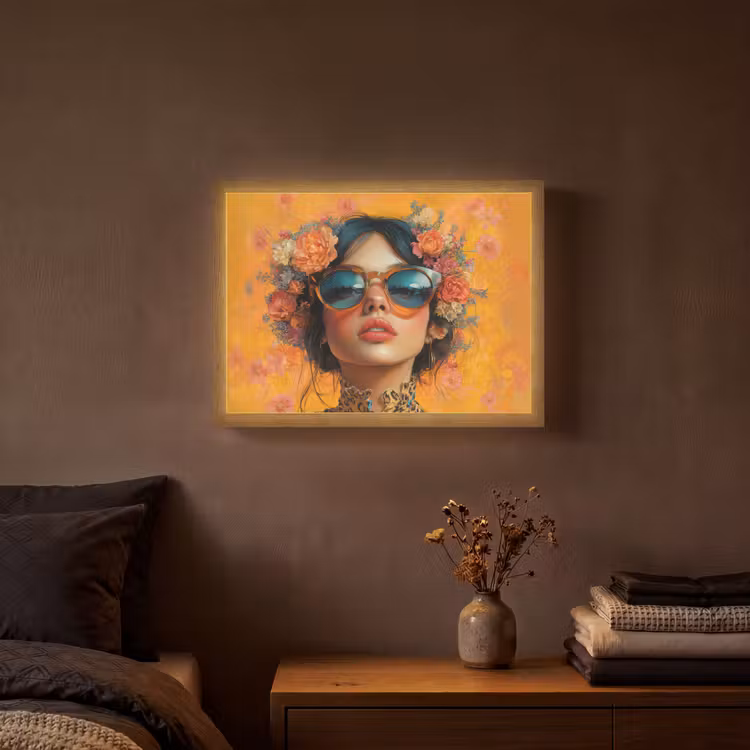 Lightbox - Wandlamp - Vrouw - Bloemen - Aesthetic - Oranje — 3