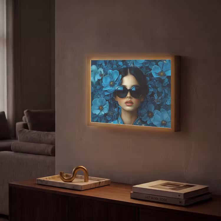 Lightbox - Wandlamp - Vrouw - Bloemen - Blauw - Aesthetic - Luxe — 2