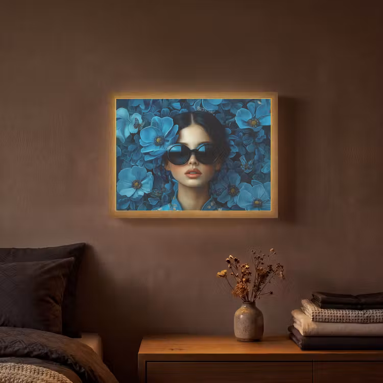 Lightbox - Wandlamp - Vrouw - Bloemen - Blauw - Aesthetic - Luxe — 3