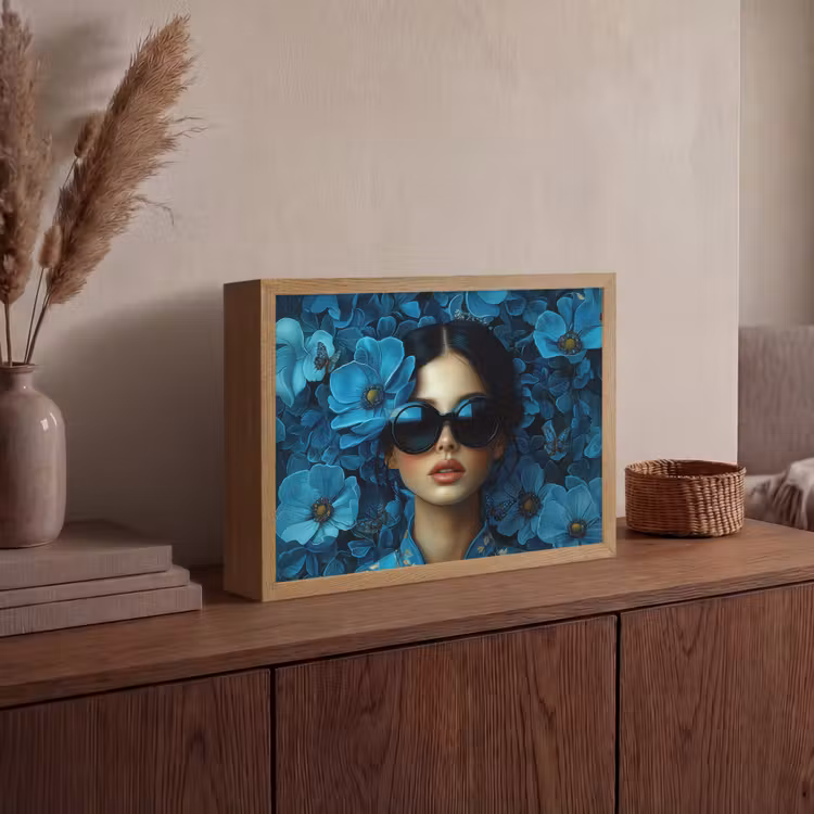 Lightbox - Wandlamp - Vrouw - Bloemen - Blauw - Aesthetic - Luxe — 4