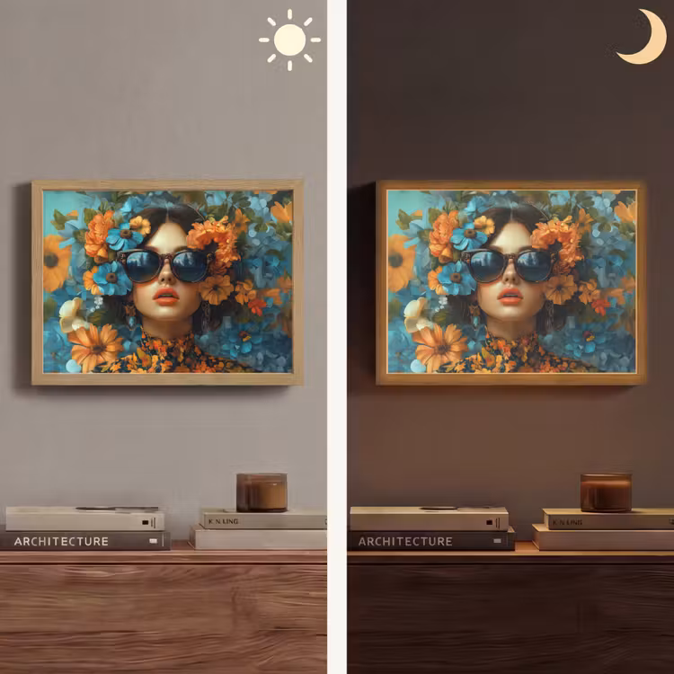 Lightbox - Wandlamp - Vrouw - Bloemen - Oranje - Blauw - Modern — 6