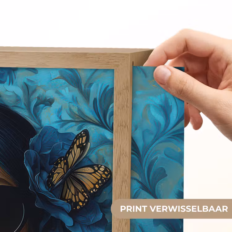 Lightbox - Wandlamp - Vrouw - Bloemen - Vlinders - Blauw - Abstract — 5