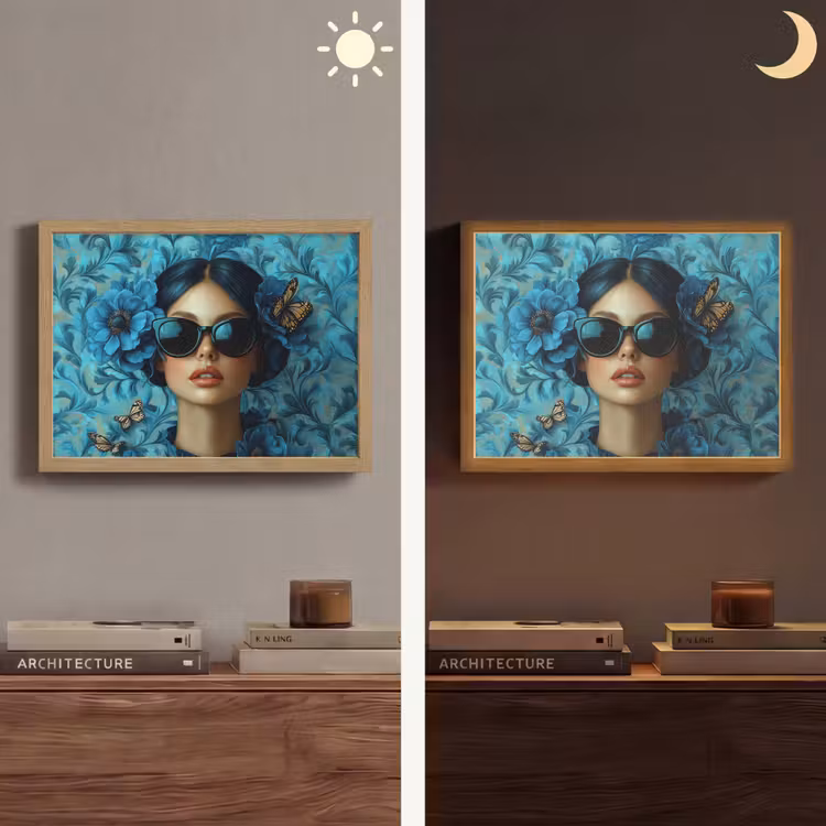 Lightbox - Wandlamp - Vrouw - Bloemen - Vlinders - Blauw - Abstract — 6