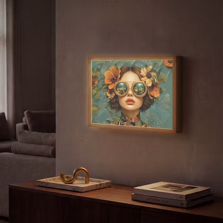 Lightbox - Wandlamp - Vrouw - Bloemen - Vlinders - Natuur - Vintage — 2