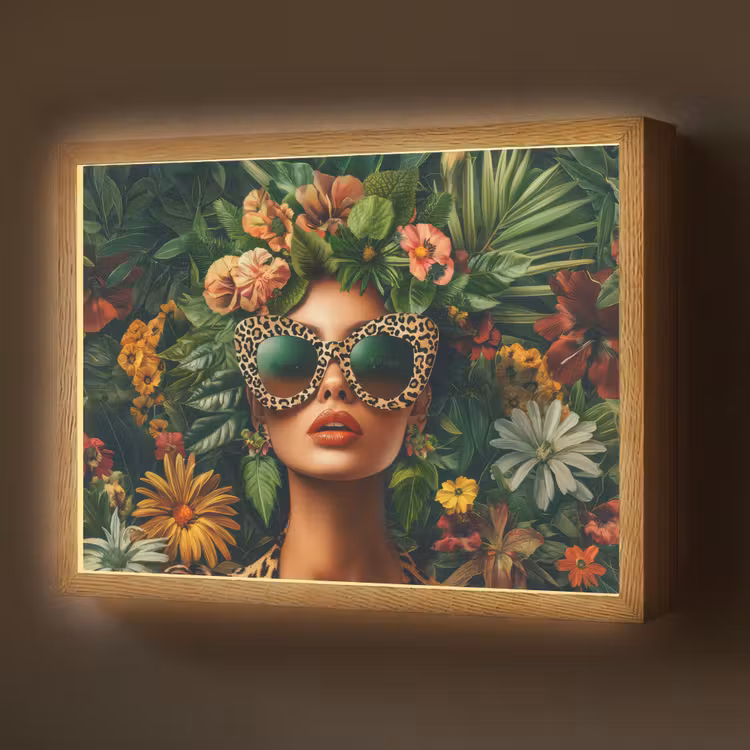 Lightbox - Wandlamp - Vrouw - Panterprint - Jungle - Natuur - Luxe — 1