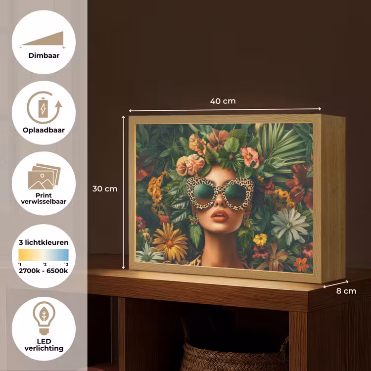 Lightbox - Wandlamp - Vrouw - Panterprint - Jungle - Natuur - Luxe — 10