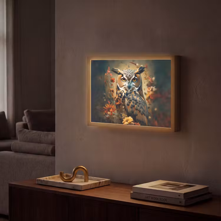 Lightbox - Wandlamp - Uil - Vogel - Bloemen - Planten - Botanisch — 2