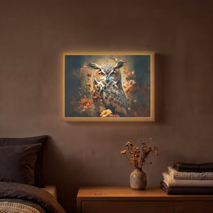 Lightbox - Wandlamp - Uil - Vogel - Bloemen - Planten - Botanisch — 3