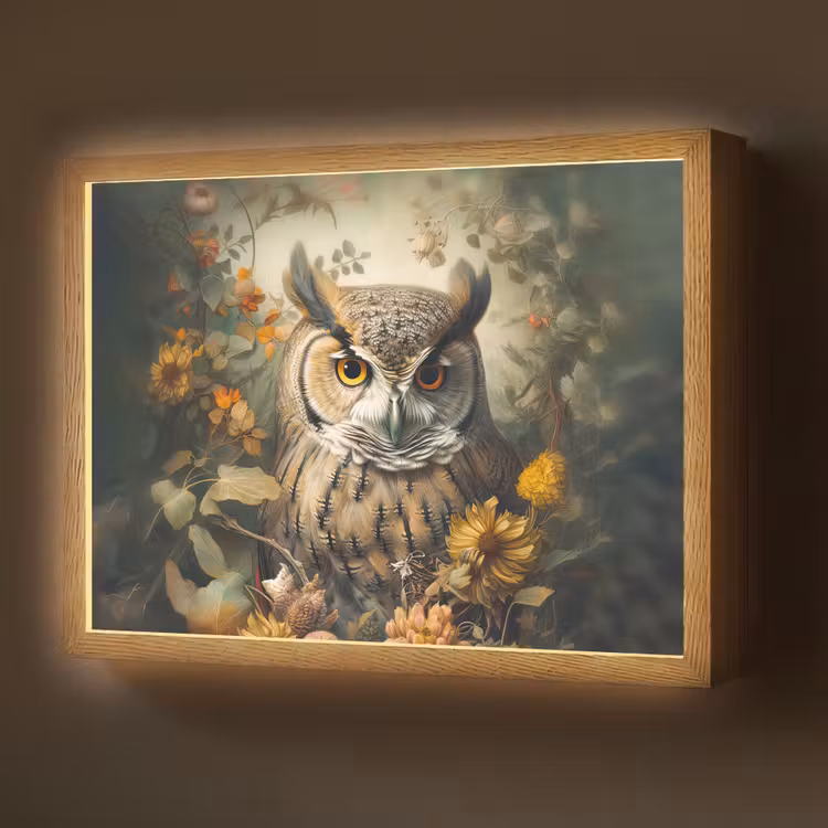Lightbox - Wandlamp - Uil - Vogels - Bloemen - Natuur — 1