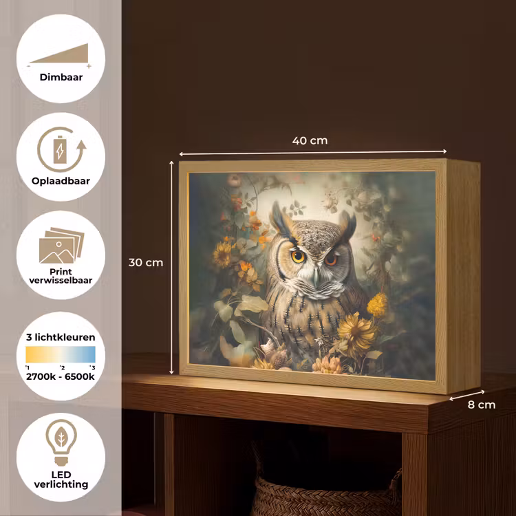 Lightbox - Wandlamp - Uil - Vogels - Bloemen - Natuur — 10