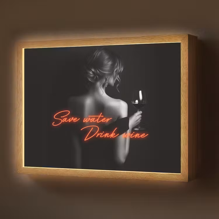 Lightbox - Wandlamp - Wijn - Vrouw - Neon - Quote — 1