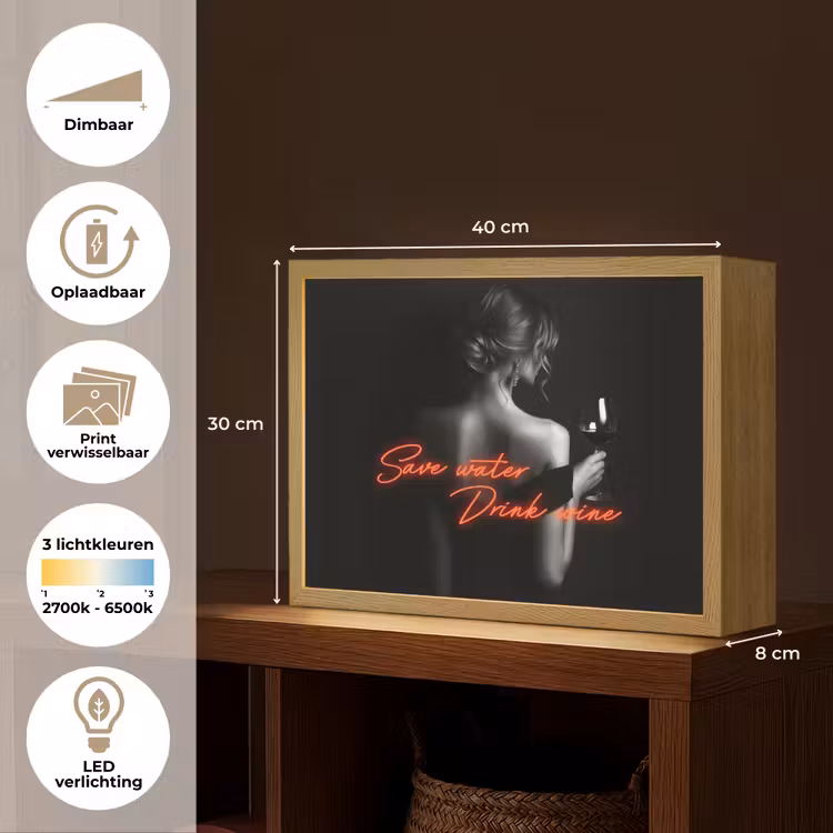Lightbox - Wandlamp - Wijn - Vrouw - Neon - Quote — 10