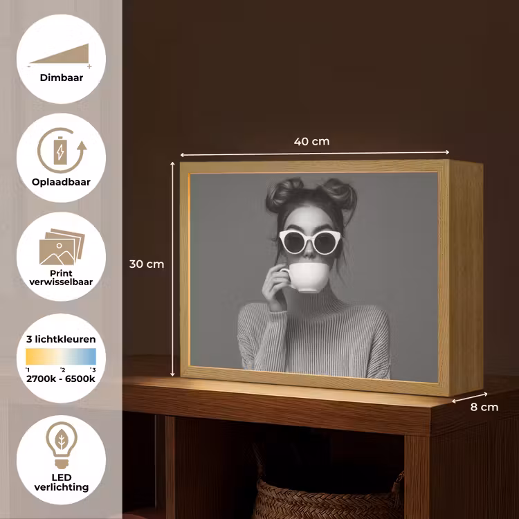 Lightbox - Wandlamp - Vrouw - Koffie - Zwart - Wit — 10