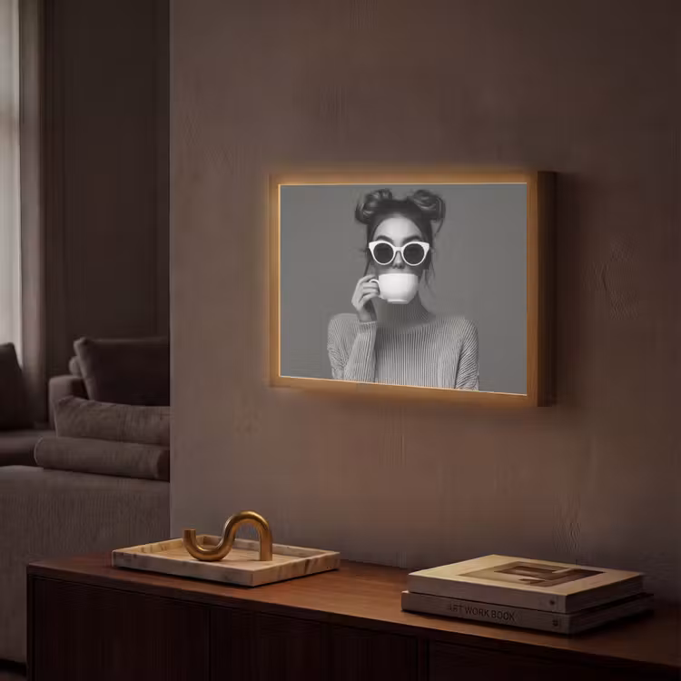 Lightbox - Wandlamp - Vrouw - Koffie - Zwart - Wit — 2