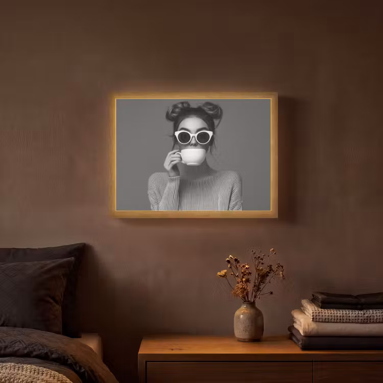 Lightbox - Wandlamp - Vrouw - Koffie - Zwart - Wit — 3