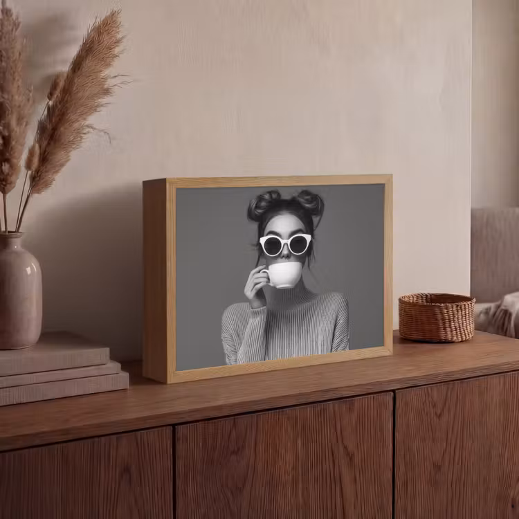 Lightbox - Wandlamp - Vrouw - Koffie - Zwart - Wit — 4