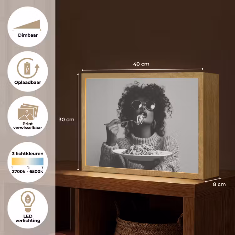 Lightbox - Wandlamp - Vrouw - Pasta - Zwart - Wit — 10