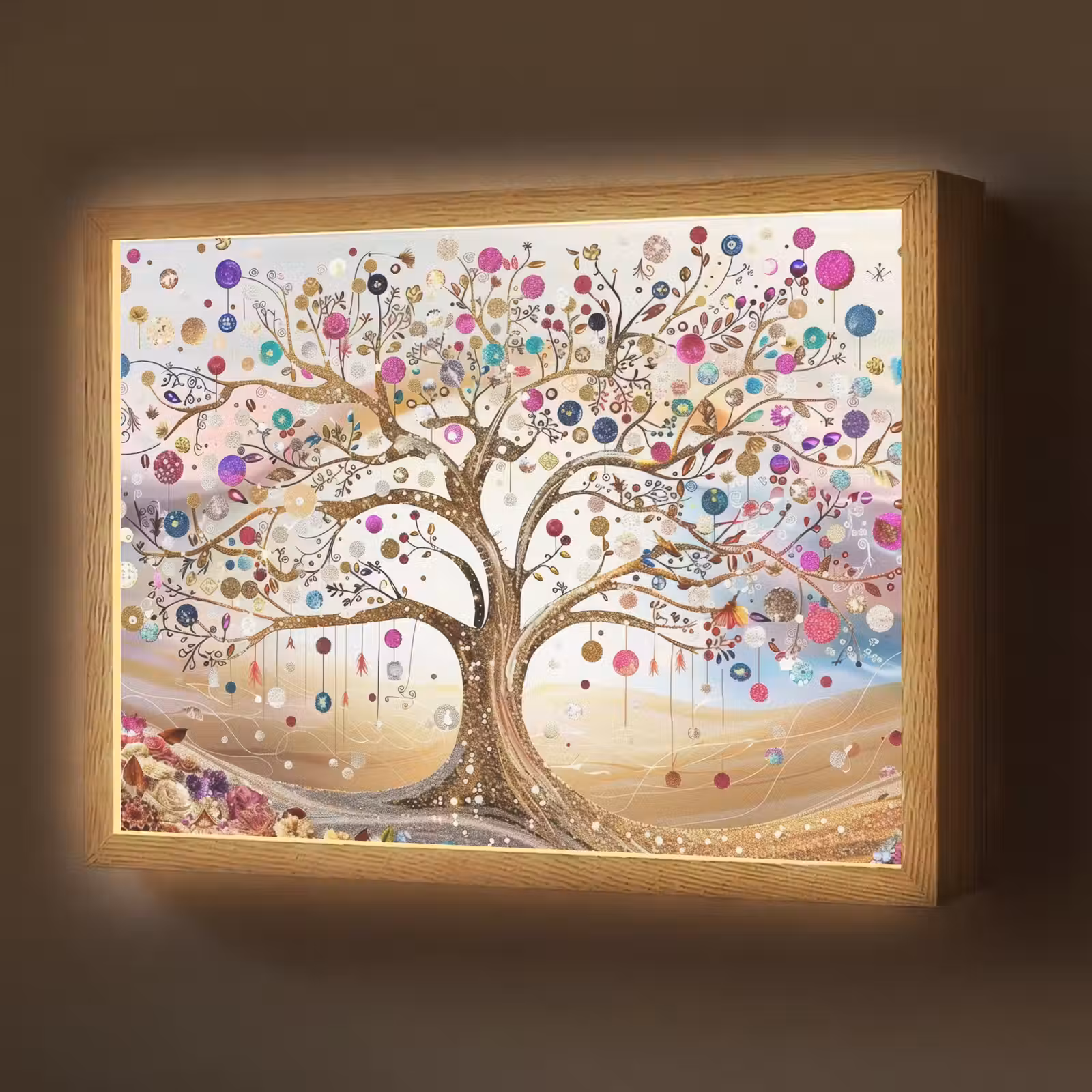 Lightbox - Wandlamp - Levensboom - Goud - Kleurrijk - Abstract - Aesthetic — 1