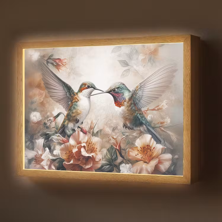 Lightbox - Wandlamp - Kolibrie - Vogels - Bloemen - Natuur — 1