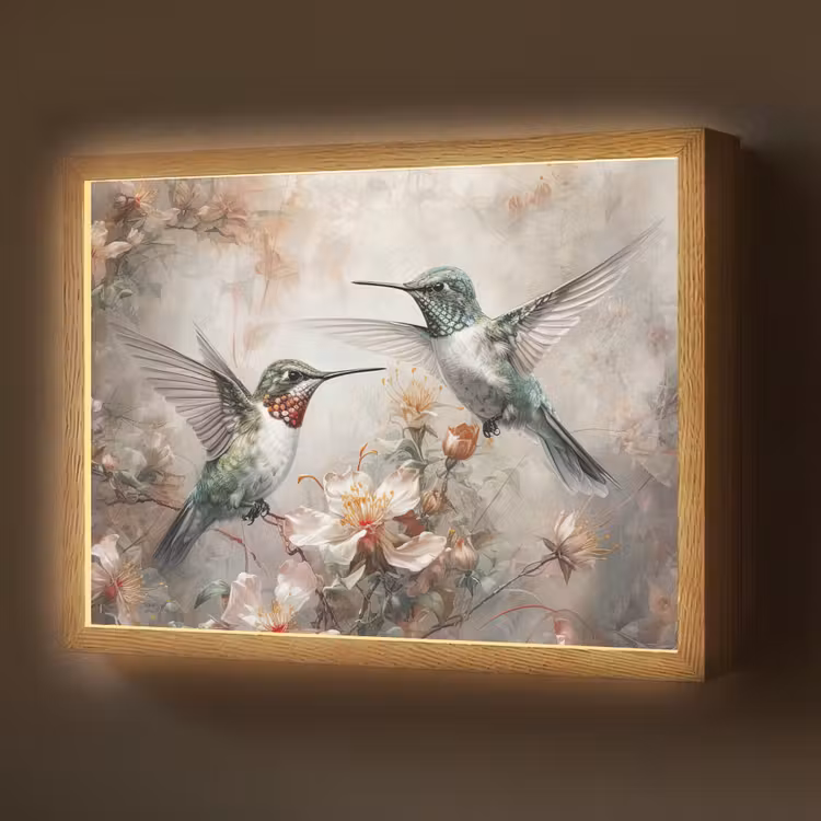 Lightbox - Wandlamp - Kolibrie - Vogels - Bloemen - Planten — 1
