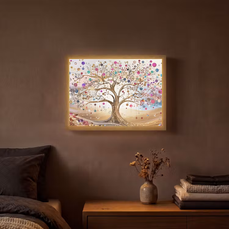 Lightbox - Wandlamp - Levensboom - Goud - Kleurrijk - Abstract - Aesthetic — 3