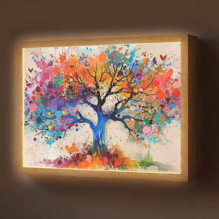Lightbox - Wandlamp - Levensboom - Natuur - Kleurrijk - Boom — 1