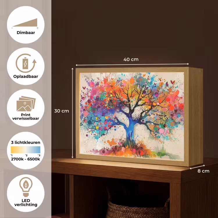 Lightbox - Wandlamp - Levensboom - Natuur - Kleurrijk - Boom — 10