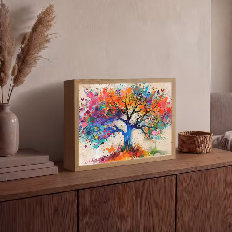 Lightbox - Wandlamp - Levensboom - Natuur - Kleurrijk - Boom — 4