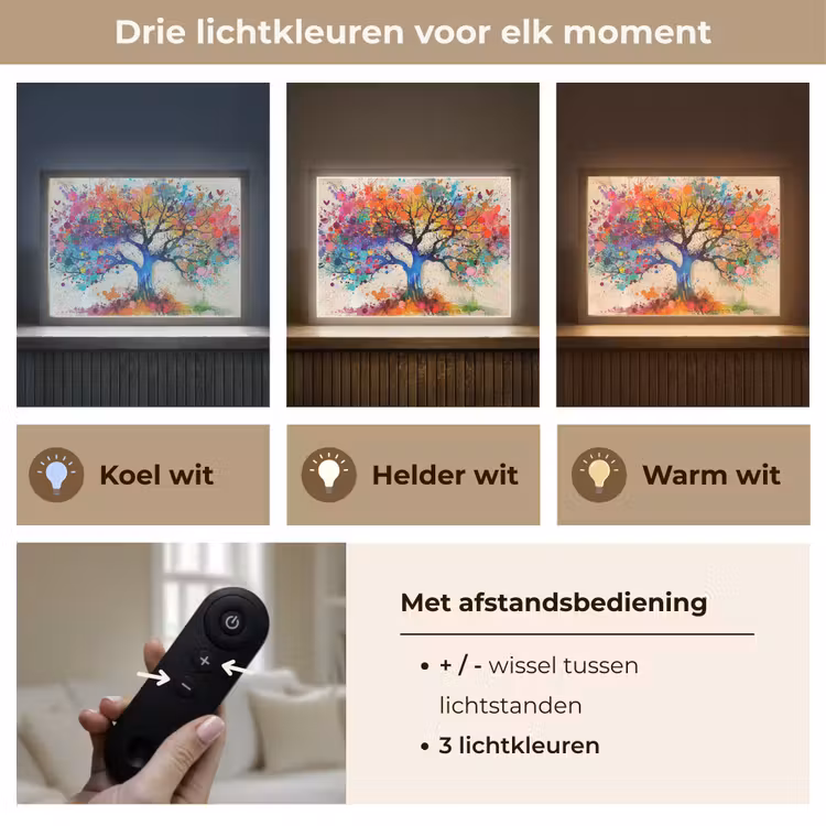 Lightbox - Wandlamp - Levensboom - Natuur - Kleurrijk - Boom — 8