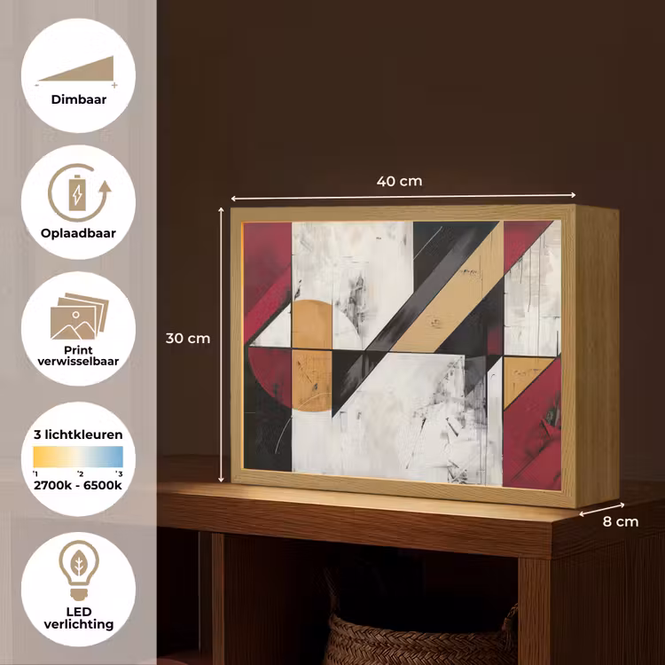 Lightbox - Wandlamp - Modern - Abstract - Geometrisch - Rood - Industrieel — 10