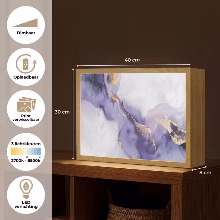 Lightbox - Wandlamp - Paars - Modern - Marmer - Abstract — 10