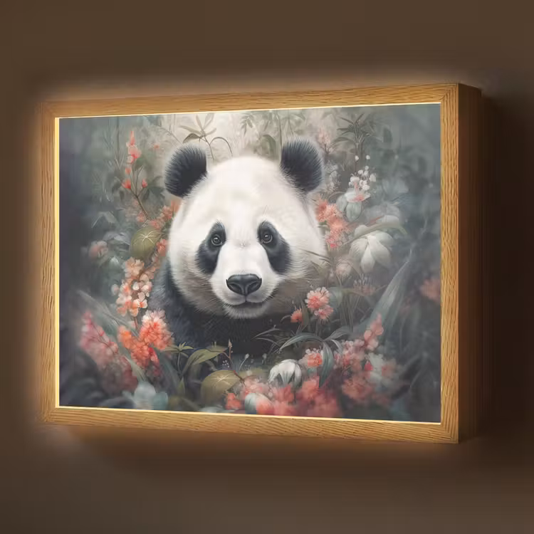 Lightbox - Wandlamp - Panda - Wilde dieren - Bloemen - Natuur — 1